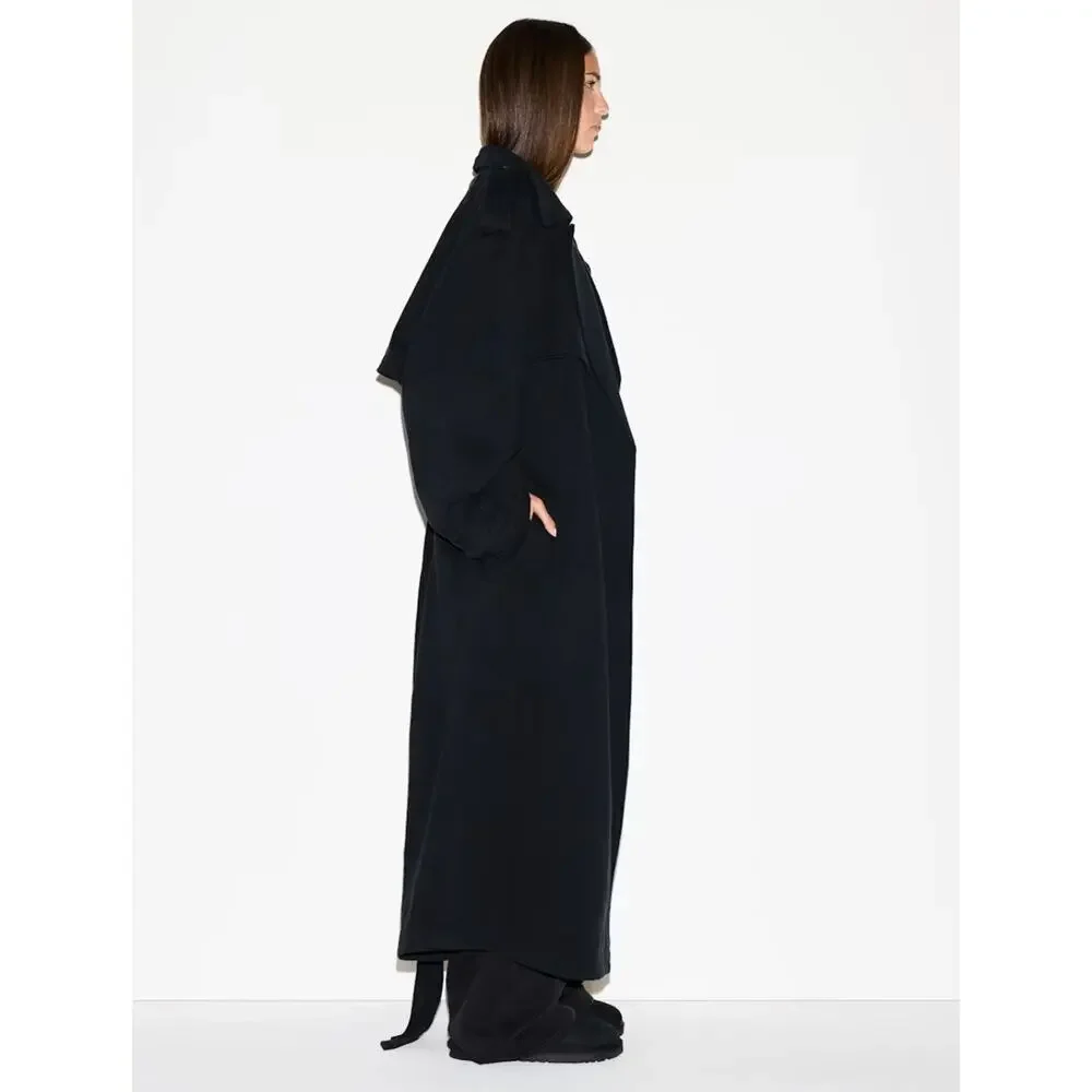 (S) NWT $248 SKIMS Boyfriend Fleece Oversized Trench Coat in Onyx Size Small - Picture 4 of 9